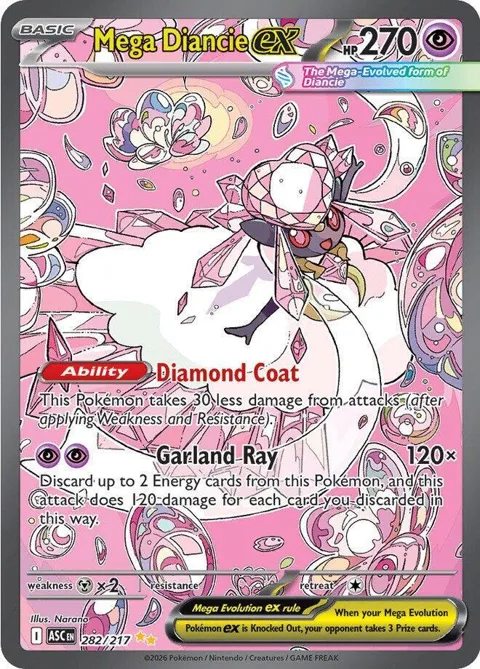 Mega Diancie ex #282/217 Holofoil Pokémon card from Ascended Heroes