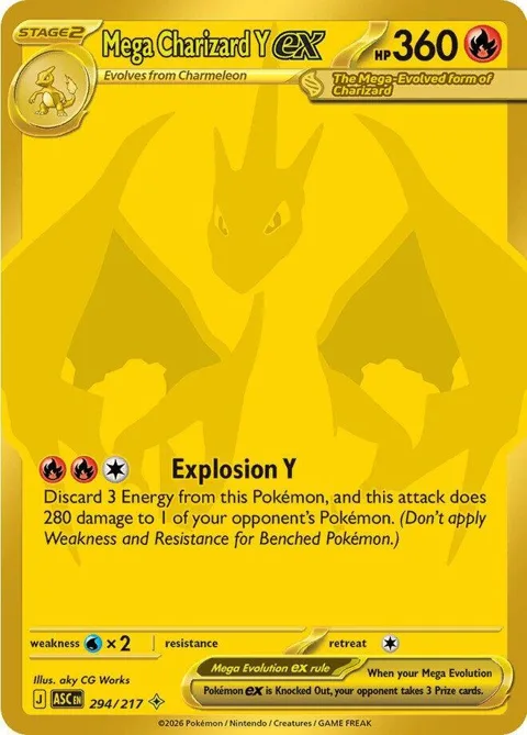 Mega Charizard Y ex #294/217 Holofoil Pokémon card from Ascended Heroes
