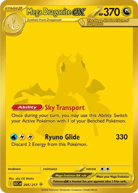 Mega Dragonite ex #295/217 Holofoil Pokémon card from Ascended Heroes