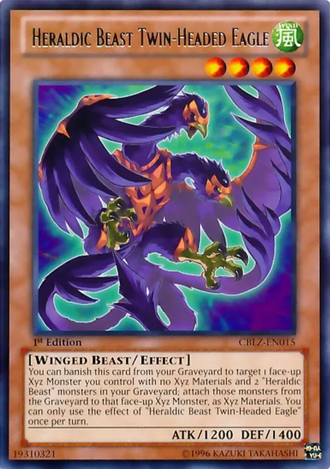 Heraldic Beast Twin-Headed Eagle CBLZ-EN015 1st Edition Yu-Gi-Oh card from Cosmo Blazer