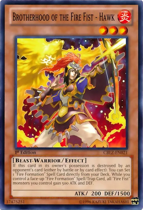 Brotherhood of the Fire Fist - Hawk CBLZ-EN021 1st Edition Yu-Gi-Oh card from Cosmo Blazer