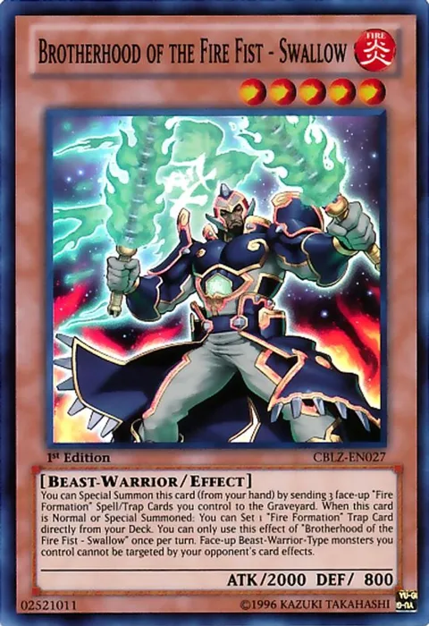 Brotherhood of the Fire Fist - Swallow CBLZ-EN027 1st Edition Yu-Gi-Oh card from Cosmo Blazer