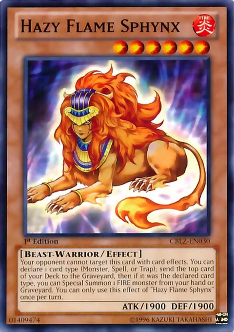 Hazy Flame Sphynx CBLZ-EN030 Unlimited Yu-Gi-Oh card from Cosmo Blazer