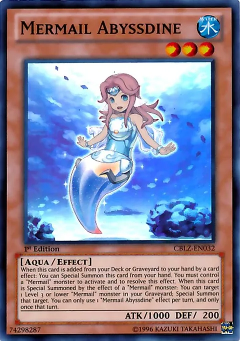 Mermail Abyssdine CBLZ-EN032 1st Edition Yu-Gi-Oh card from Cosmo Blazer