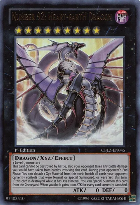 Number 92: Heart-eartH Dragon CBLZ-EN045 Unlimited Yu-Gi-Oh card from Cosmo Blazer