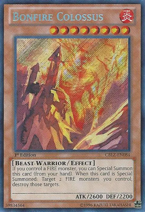 Bonfire Colossus CBLZ-EN084 1st Edition Yu-Gi-Oh card from Cosmo Blazer