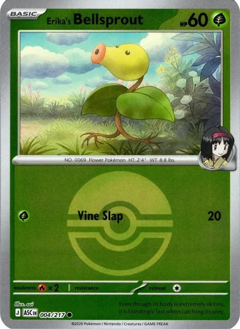 Erika's Bellsprout Poke Ball #004/217 Reverse Holofoil Pokémon card from Ascended Heroes