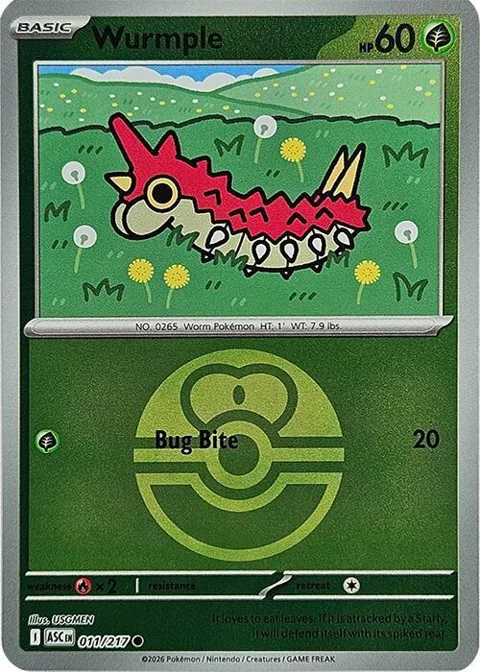 Wurmple Love Ball #011/217 Reverse Holofoil Pokémon card from Ascended Heroes