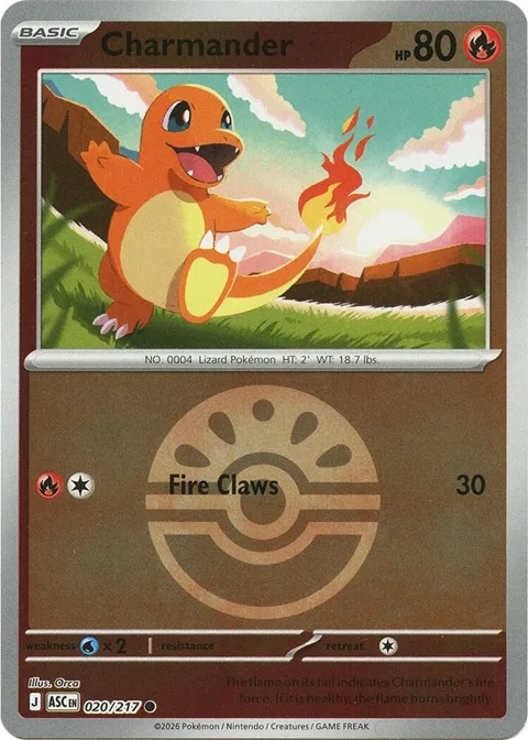 Charmander Friend Ball #020/217 Reverse Holofoil Pokémon card from Ascended Heroes
