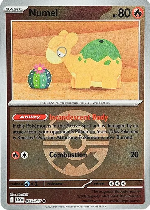 Numel - 027/217 Quick Ball #027/217 Reverse Holofoil Pokémon card from Ascended Heroes