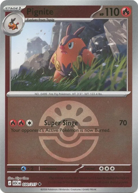 Pignite Friend Ball #030/217 Reverse Holofoil Pokémon card from Ascended Heroes