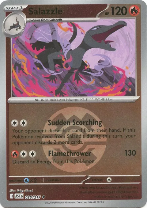 Salazzle - 035/217 Quick Ball #035/217 Reverse Holofoil Pokémon card from Ascended Heroes