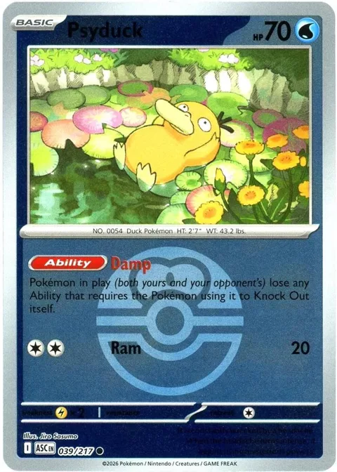 Psyduck - 039/217 Love Ball #039/217 Reverse Holofoil Pokémon card from Ascended Heroes
