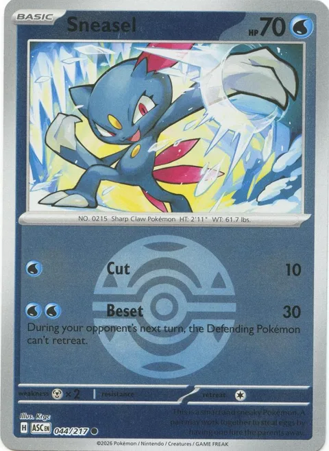 Sneasel Dusk Ball #044/217 Reverse Holofoil Pokémon card from Ascended Heroes
