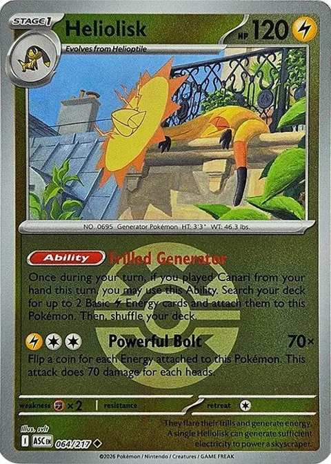 Heliolisk - 064/217 Quick Ball #064/217 Reverse Holofoil Pokémon card from Ascended Heroes