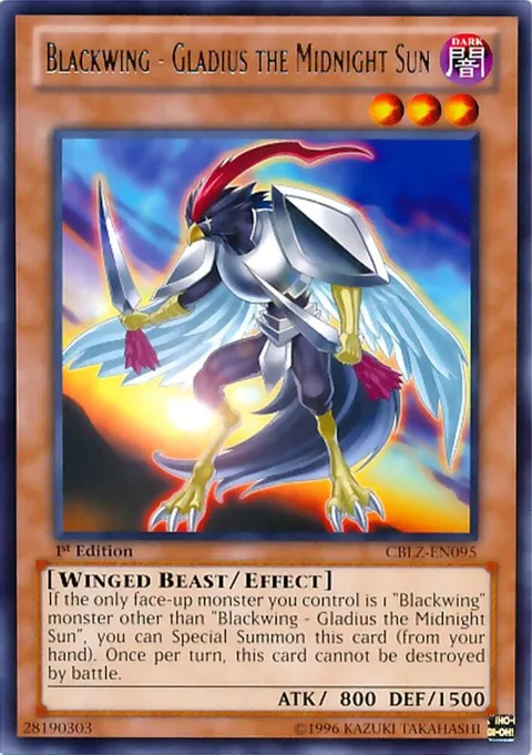 Blackwing - Gladius the Midnight Sun CBLZ-EN095 Unlimited Yu-Gi-Oh card from Cosmo Blazer