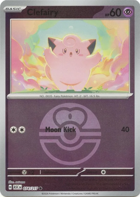 Clefairy Love Ball #074/217 Reverse Holofoil Pokémon card from Ascended Heroes