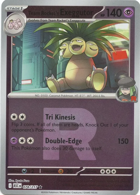 Team Rocket's Exeggutor Team Rocket #078/217 Reverse Holofoil Pokémon card from Ascended Heroes