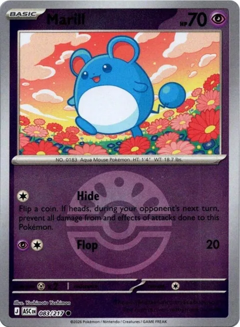 Marill - 083/217 Friend Ball #083/217 Reverse Holofoil Pokémon card from Ascended Heroes