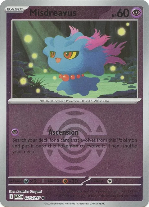 Misdreavus - 085/217 Dusk Ball #085/217 Reverse Holofoil Pokémon card from Ascended Heroes