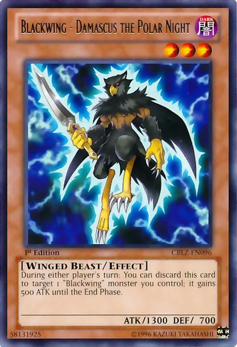 Blackwing - Damascus the Polar Night CBLZ-EN096 1st Edition Yu-Gi-Oh card from Cosmo Blazer