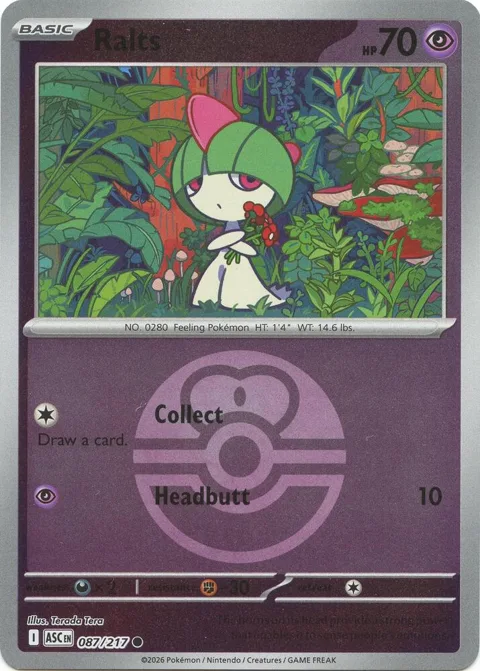 Ralts Love Ball #087/217 Reverse Holofoil Pokémon card from Ascended Heroes