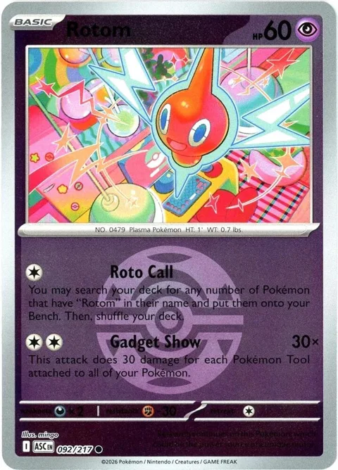 Rotom Dusk Ball #092/217 Reverse Holofoil Pokémon card from Ascended Heroes