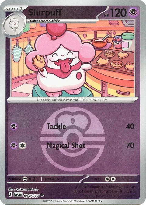 Slurpuff - 094/217 Love Ball #094/217 Reverse Holofoil Pokémon card from Ascended Heroes