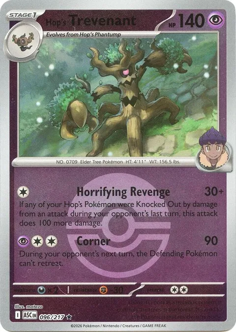 Hop's Trevenant - 096/217 Poke Ball #096/217 Reverse Holofoil Pokémon card from Ascended Heroes