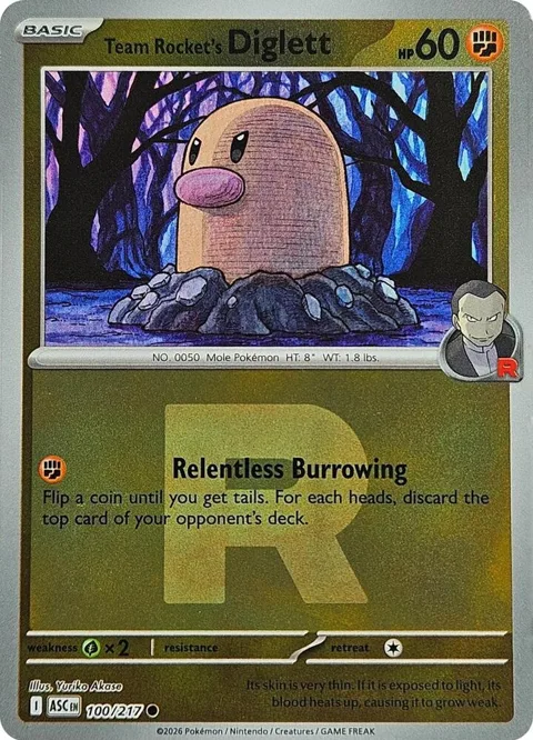 Team Rocket's Diglett Team Rocket #100/217 Reverse Holofoil Pokémon card from Ascended Heroes