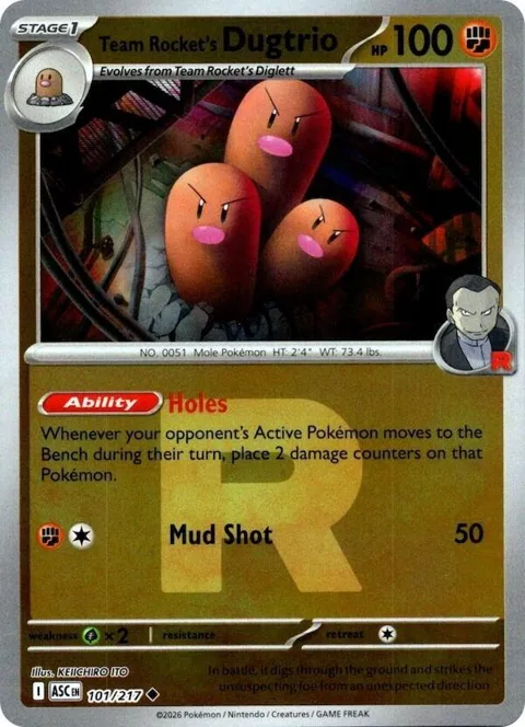 Team Rocket's Dugtrio - 101/217 Team Rocket #101/217 Reverse Holofoil Pokémon card from Ascended Heroes