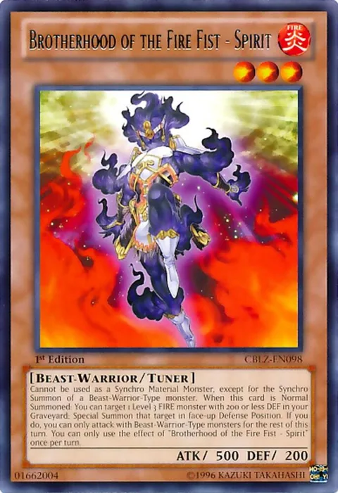Brotherhood of the Fire Fist - Spirit CBLZ-EN098 1st Edition Yu-Gi-Oh card from Cosmo Blazer