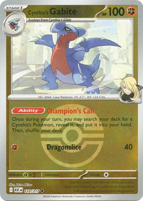 Cynthia's Gabite Poke Ball #110/217 Reverse Holofoil Pokémon card from Ascended Heroes