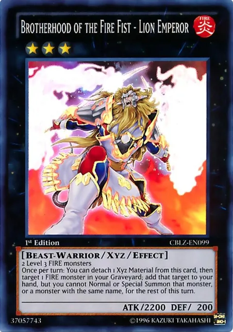 Brotherhood of the Fire Fist - Lion Emperor CBLZ-EN099 1st Edition Yu-Gi-Oh card from Cosmo Blazer