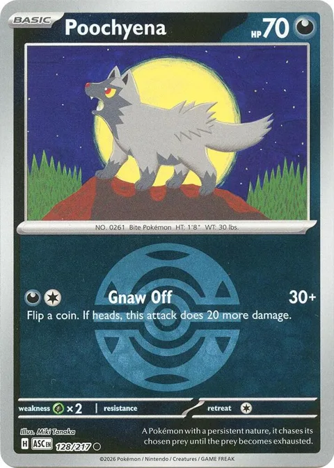 Poochyena Dusk Ball #128/217 Reverse Holofoil Pokémon card from Ascended Heroes