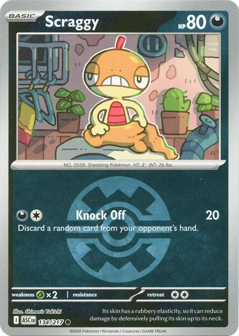 Scraggy Quick Ball #134/217 Reverse Holofoil Pokémon card from Ascended Heroes