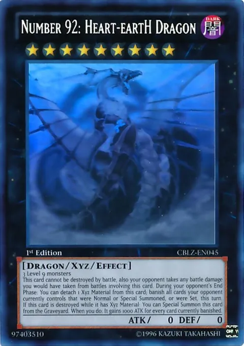 Number 92: Heart-eartH Dragon Ghost Rare CBLZ-EN045 1st Edition Yu-Gi-Oh card from Cosmo Blazer
