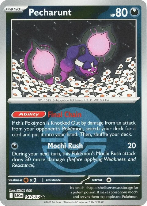 Pecharunt Poke Ball #143/217 Reverse Holofoil Pokémon card from Ascended Heroes