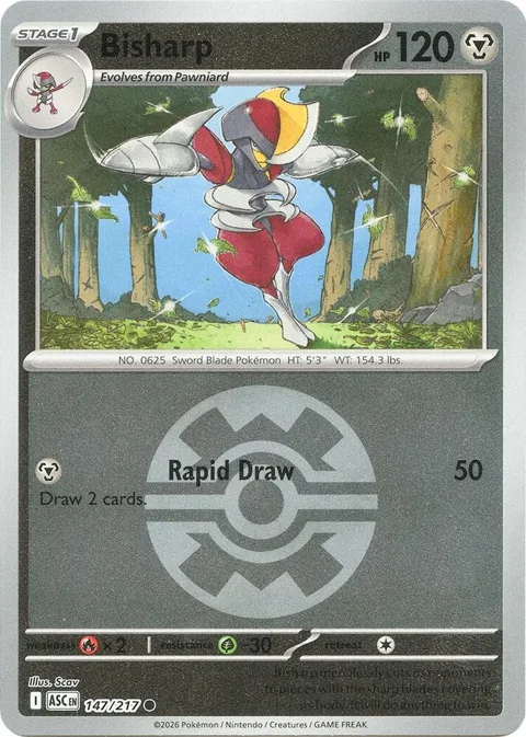 Bisharp Quick Ball #147/217 Reverse Holofoil Pokémon card from Ascended Heroes