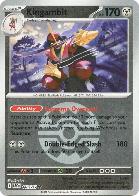 Kingambit Quick Ball #148/217 Reverse Holofoil Pokémon card from Ascended Heroes