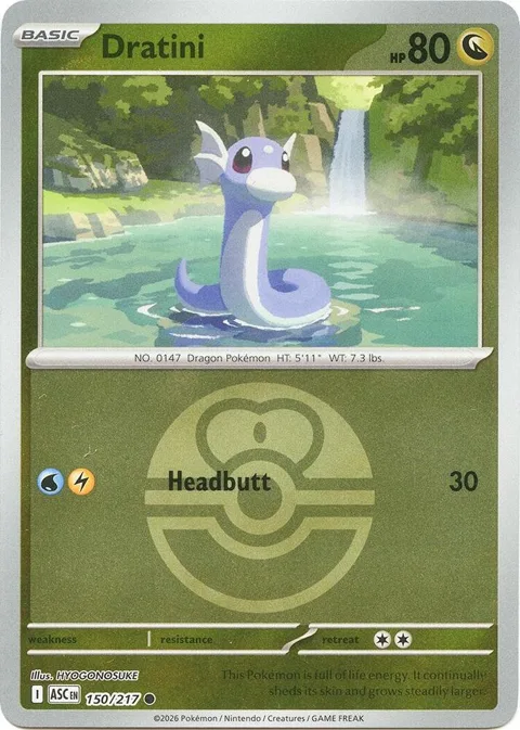 Dratini Love Ball #150/217 Reverse Holofoil Pokémon card from Ascended Heroes