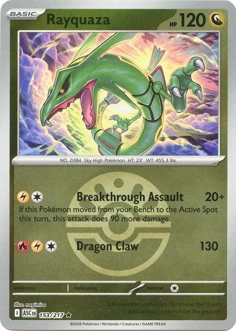 Rayquaza Friend Ball #153/217 Reverse Holofoil Pokémon card from Ascended Heroes