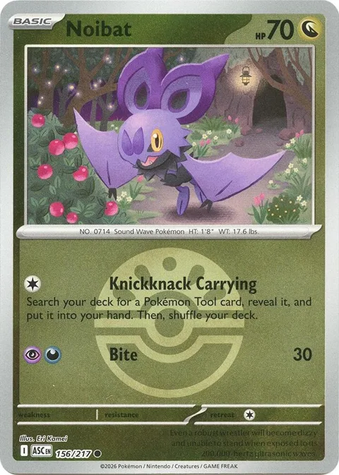 Noibat Friend Ball #156/217 Reverse Holofoil Pokémon card from Ascended Heroes