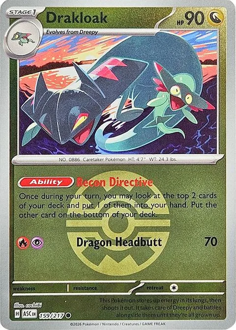 Drakloak - 159/217 Quick Ball #159/217 Reverse Holofoil Pokémon card from Ascended Heroes
