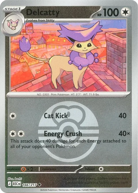 Delcatty Love Ball #166/217 Reverse Holofoil Pokémon card from Ascended Heroes