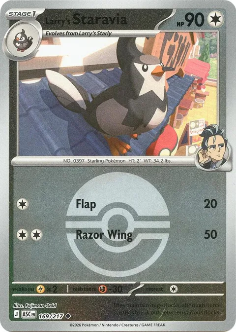 Larry's Staravia Poke Ball #169/217 Reverse Holofoil Pokémon card from Ascended Heroes
