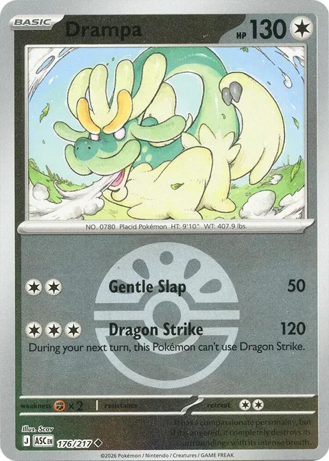 Drampa Friend Ball #176/217 Reverse Holofoil Pokémon card from Ascended Heroes