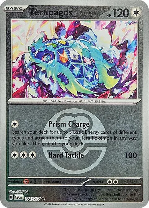 Terapagos Love Ball #178/217 Reverse Holofoil Pokémon card from Ascended Heroes