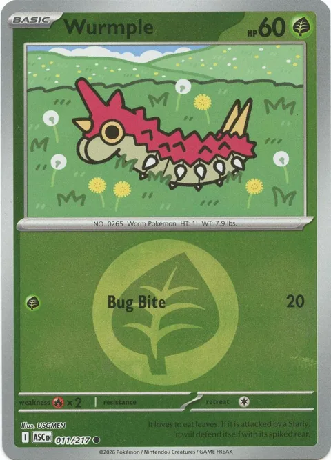 Wurmple Energy Symbol Pattern #011/217 Reverse Holofoil Pokémon card from Ascended Heroes