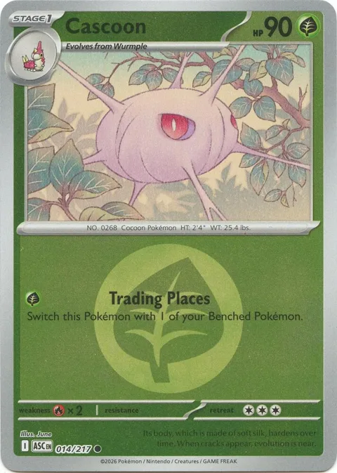 Cascoon Energy Symbol Pattern #014/217 Reverse Holofoil Pokémon card from Ascended Heroes